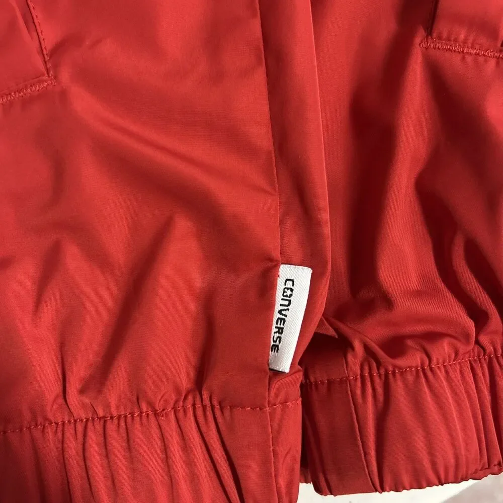 Converse Red Coach Jacket Lightweight Button-Up Windbreaker Boys Size XL